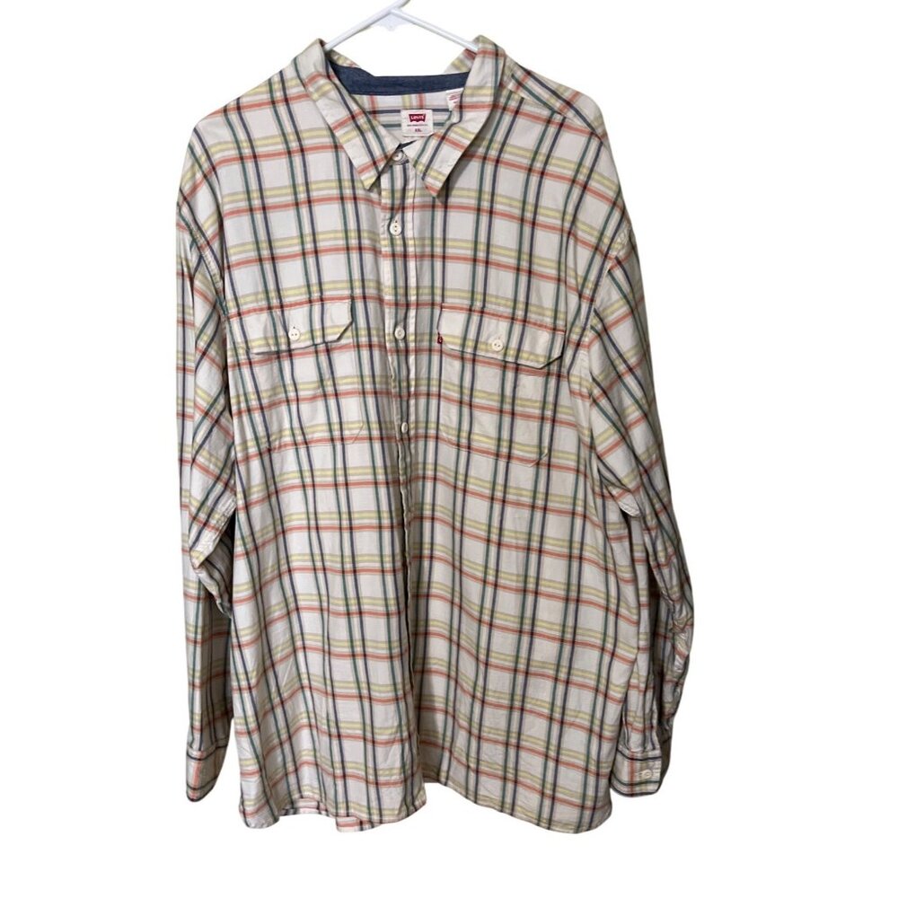 Levis XXL Relaxed Fit Plaid  Mens Shirt Long Sleeve Button-Up Shirt Cowboy‎
